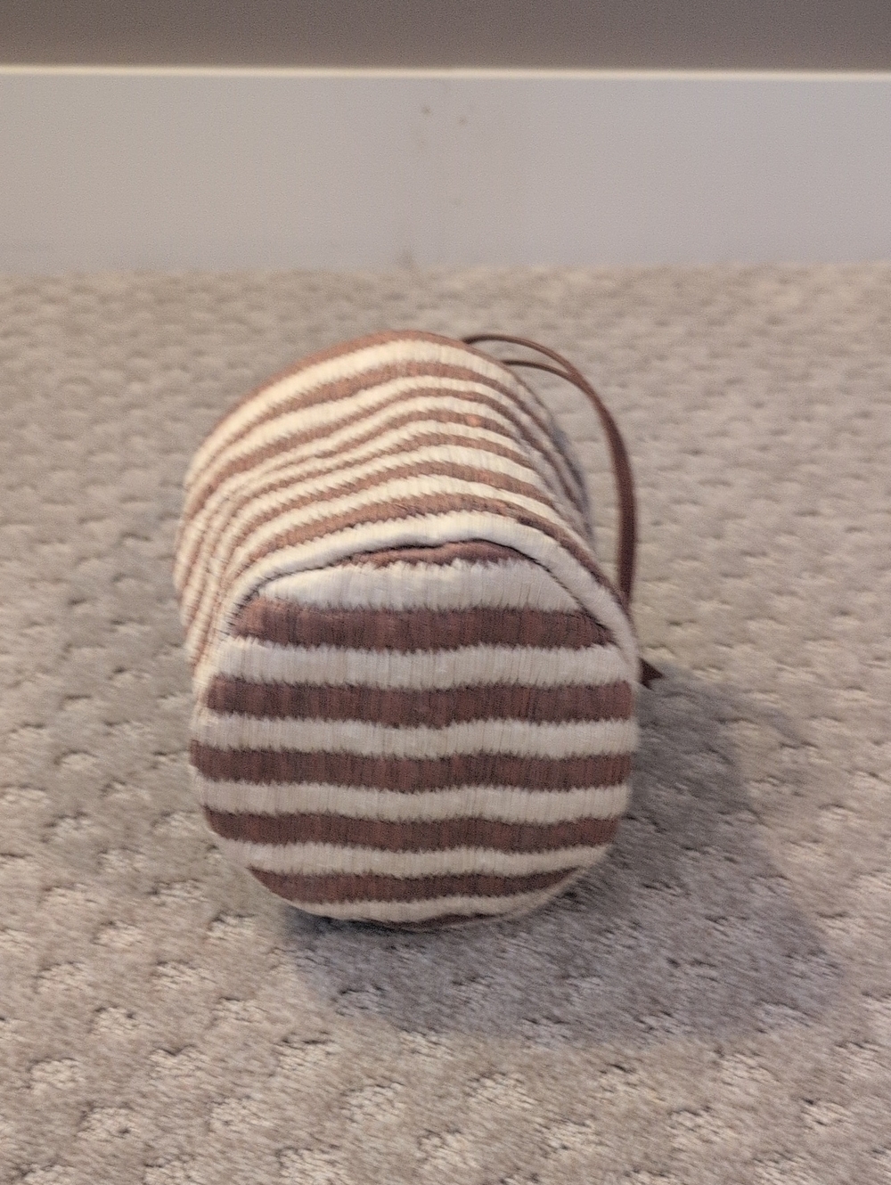 Ann Taylor Raffia, Leather Striped Bucket Bag drawstring Closure - Picture 2 of 12